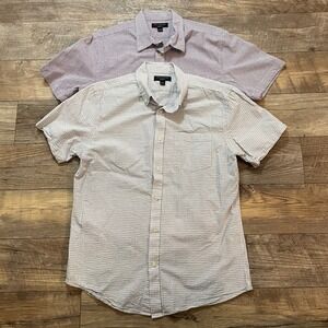 Banana Republic Mens Seersucker Bundle 2pk Short Sleeve Button Down Shirt Large